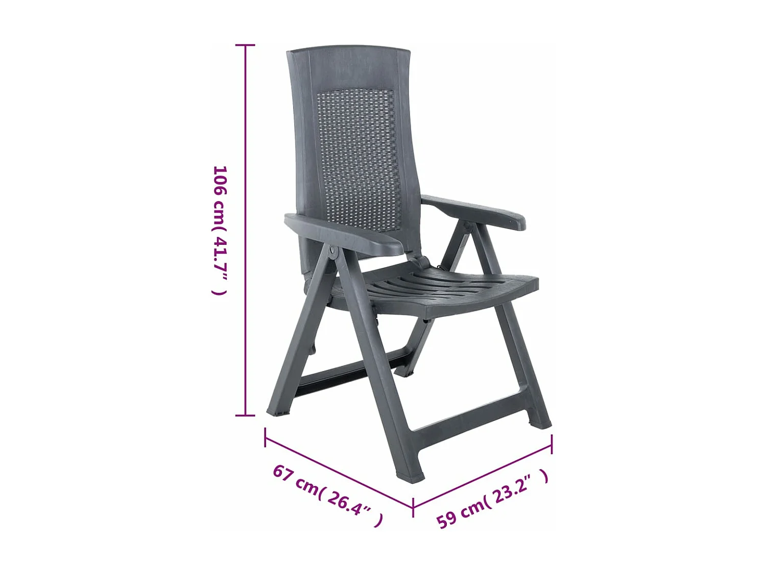 Chaises inclinables de jardin lot de 2 Plastique Anthracite