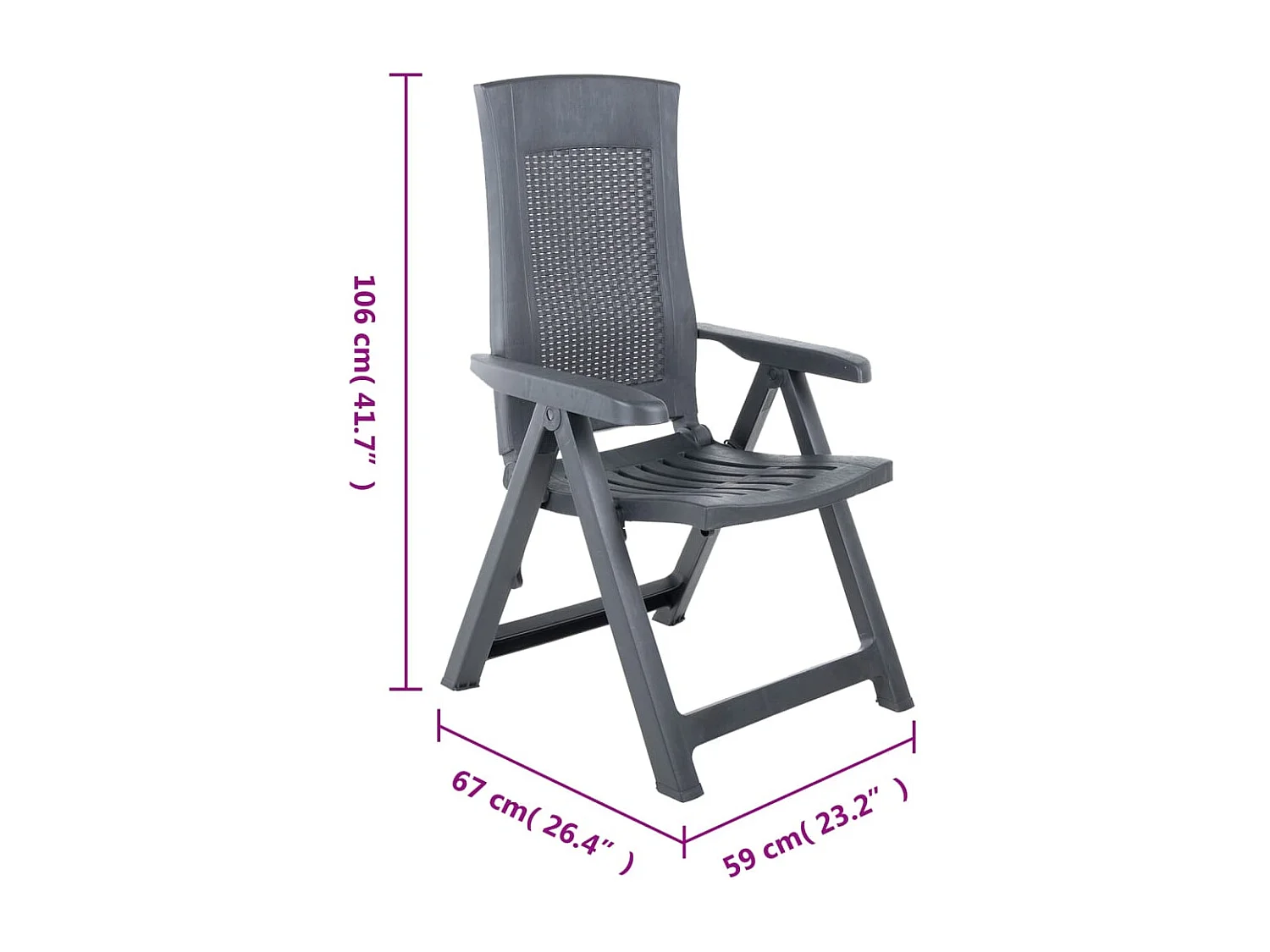 Chaises inclinables de jardin lot de 2 Plastique Anthracite