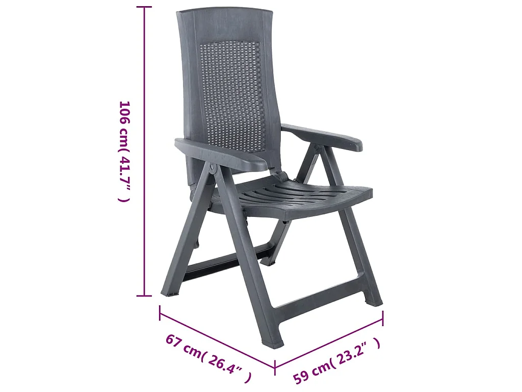 Verstellbare Gartenstühle 2 Stk. Kunststoff Anthrazit