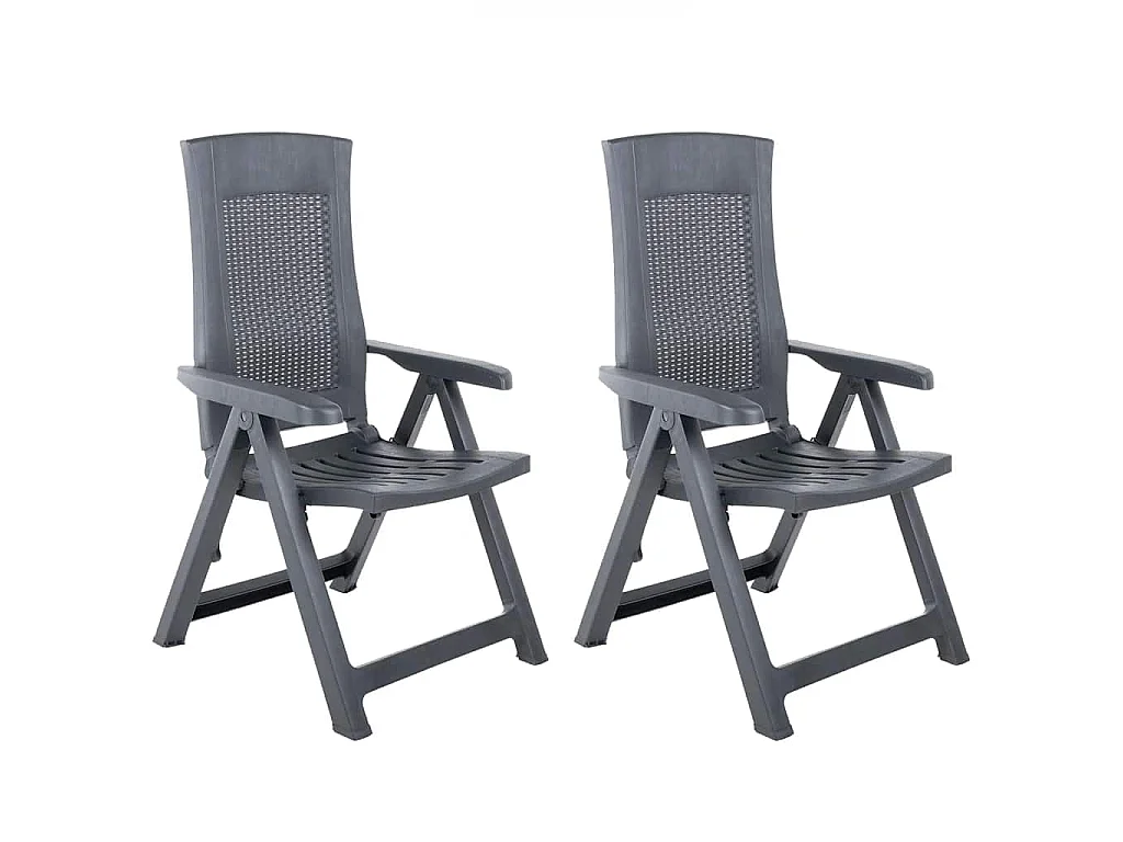 Fauteuils pliants inclinables, lot de 2, en plastique anthracite