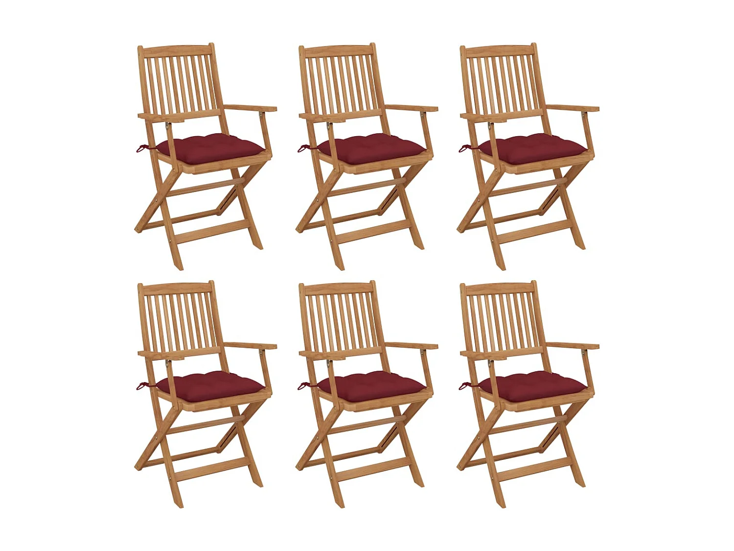 Chaises pliables de jardin lot de 6 avec coussins Bois d'acacia