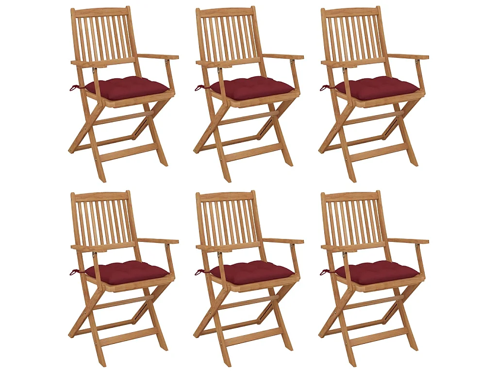 Opklapbare stoelen (6 stuks) met kussens, gemaakt van massief acaciahout