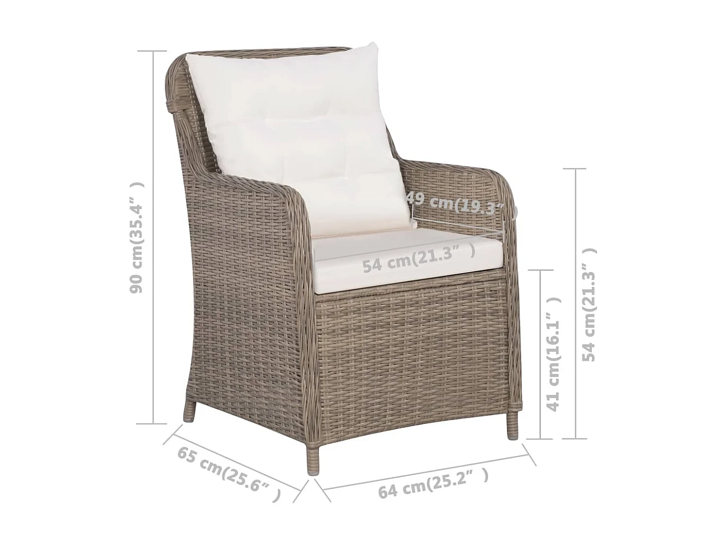 Gartenstühle mit Polstern 2 Stk. Poly Rattan Braun
