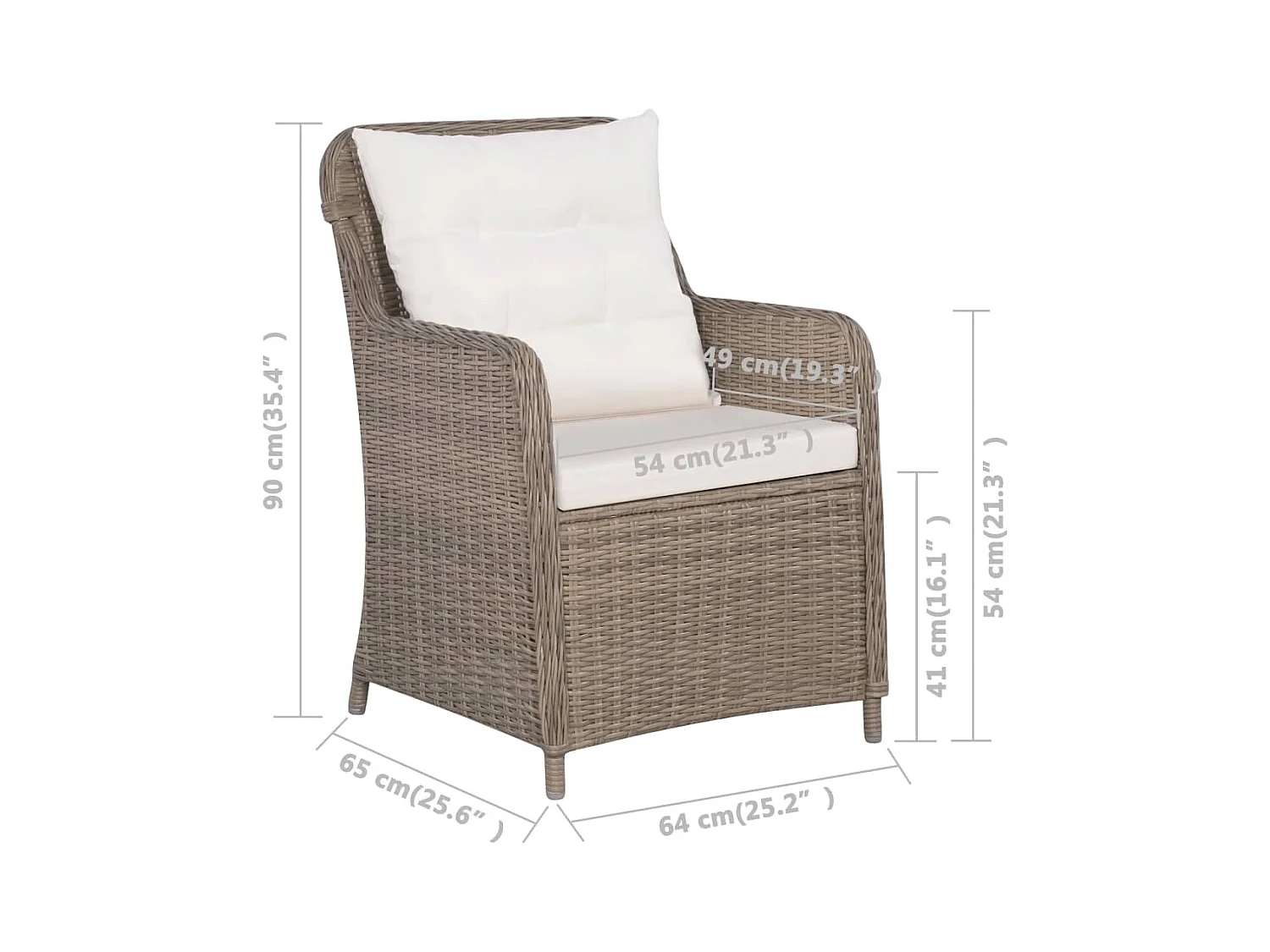 Tuinstoelen 2 st met kussens poly rattan bruin