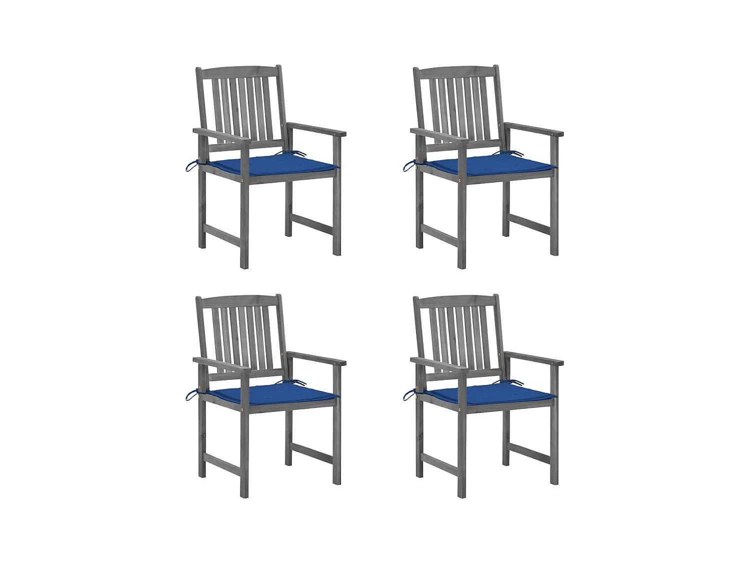 Sedie da Giardino con Cuscini 4 pz in Massello di Acacia Grigio