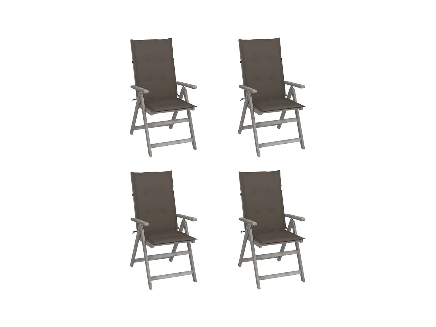 Tuinstoelen 4 st verstelbaar met kussens massief acaciahout