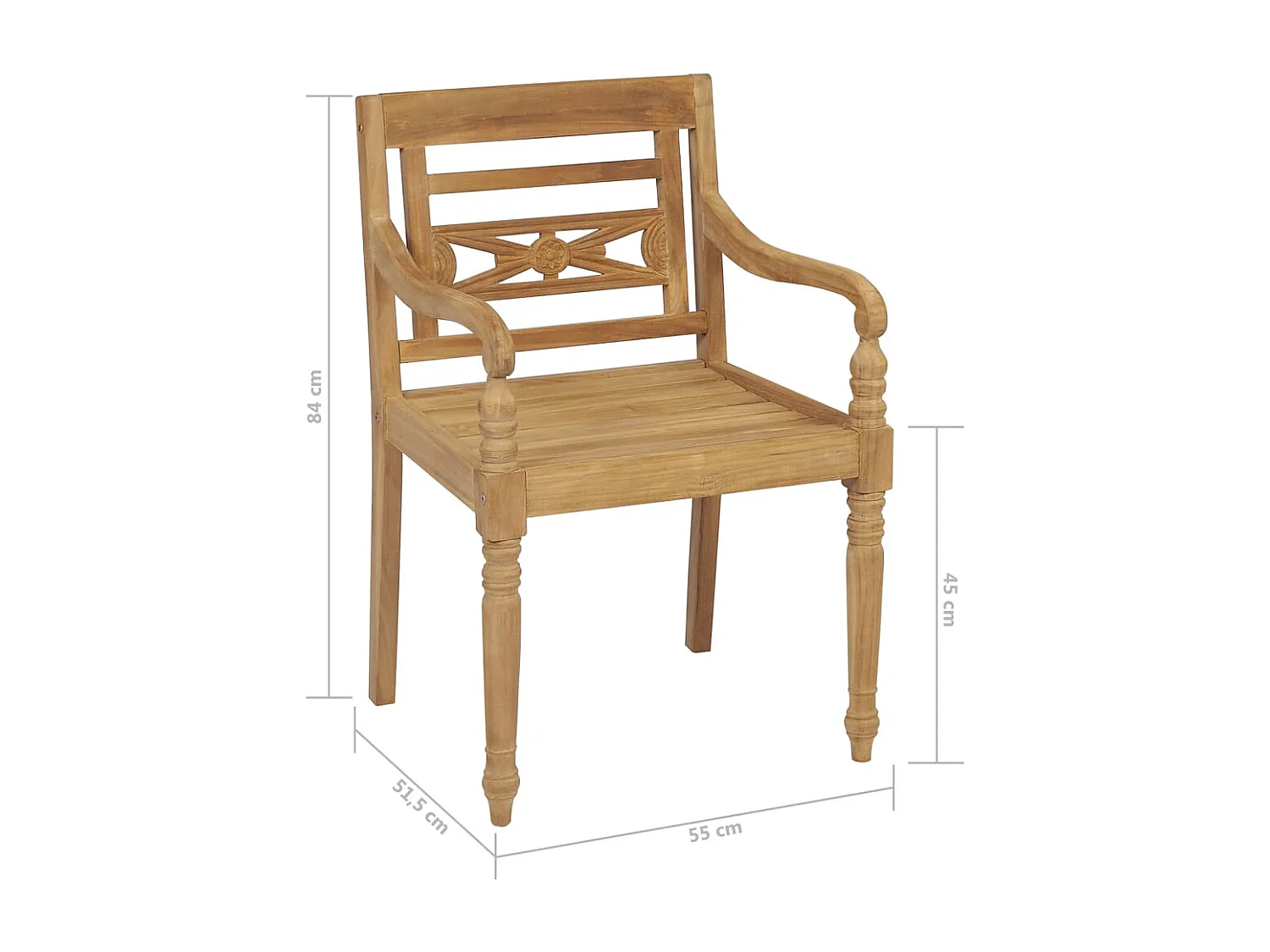 Chaises Batavia lot de 8 Bois de teck solide
