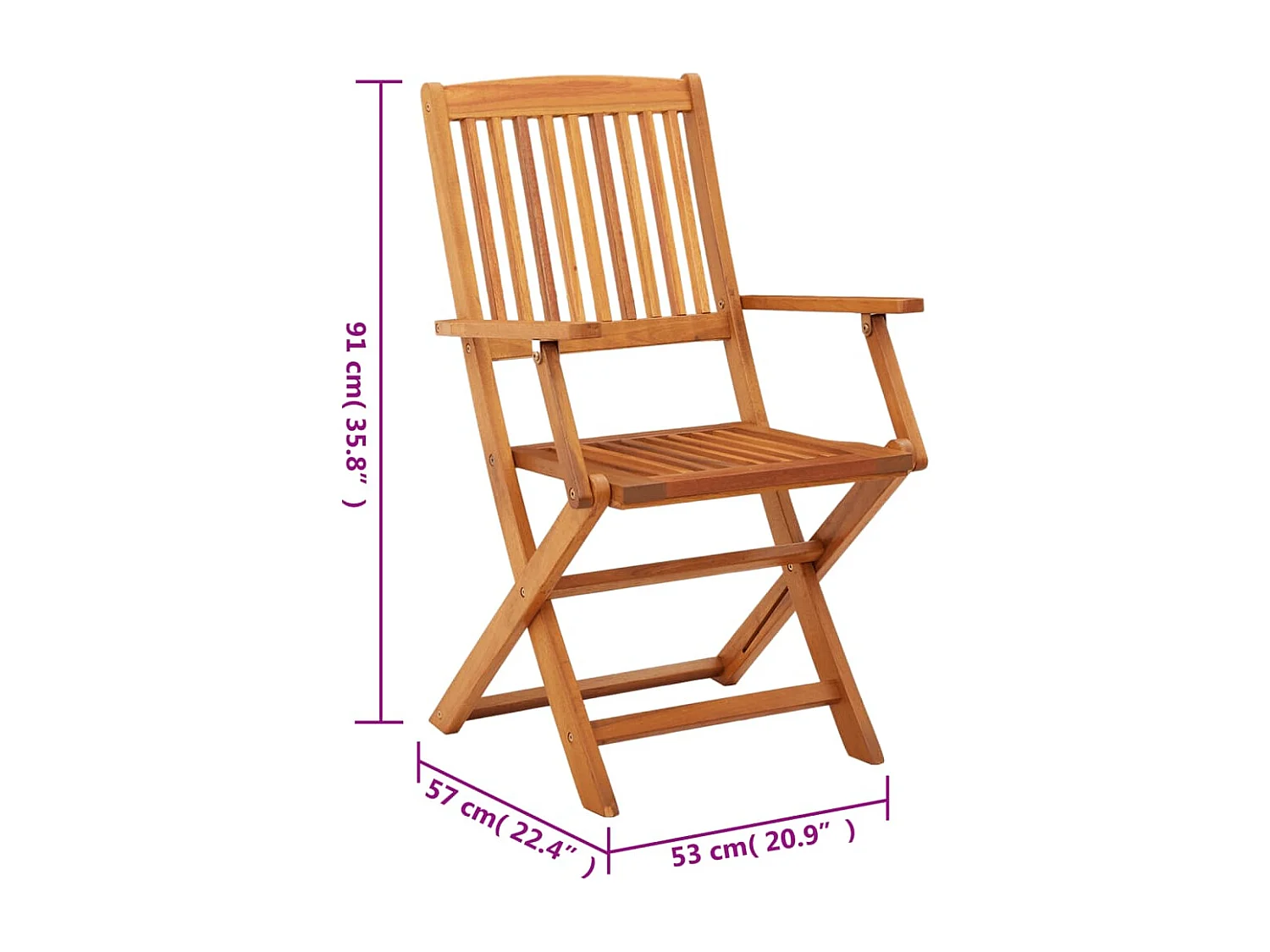 Chaises de jardin pliables lot de 4 Bois d'eucalyptus massif