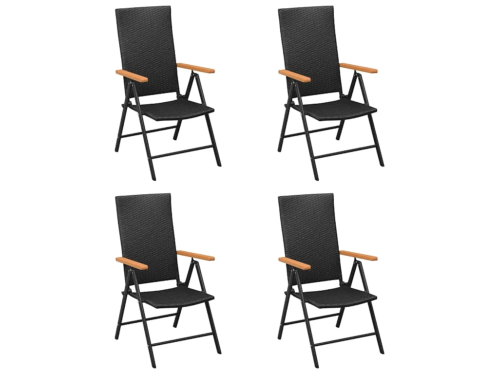Gartenstühle 4 Stk. Poly Rattan Schwarz