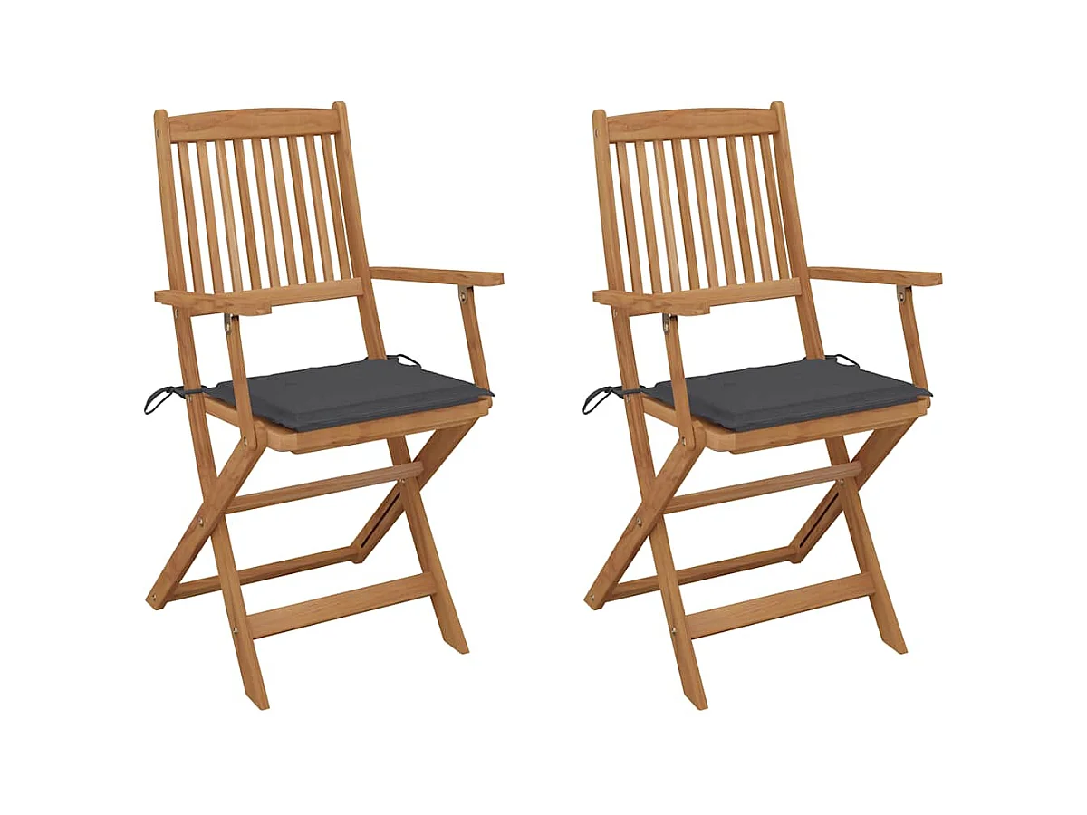Tuinstoelen 2 st inklapbaar met kussens massief acaciahout