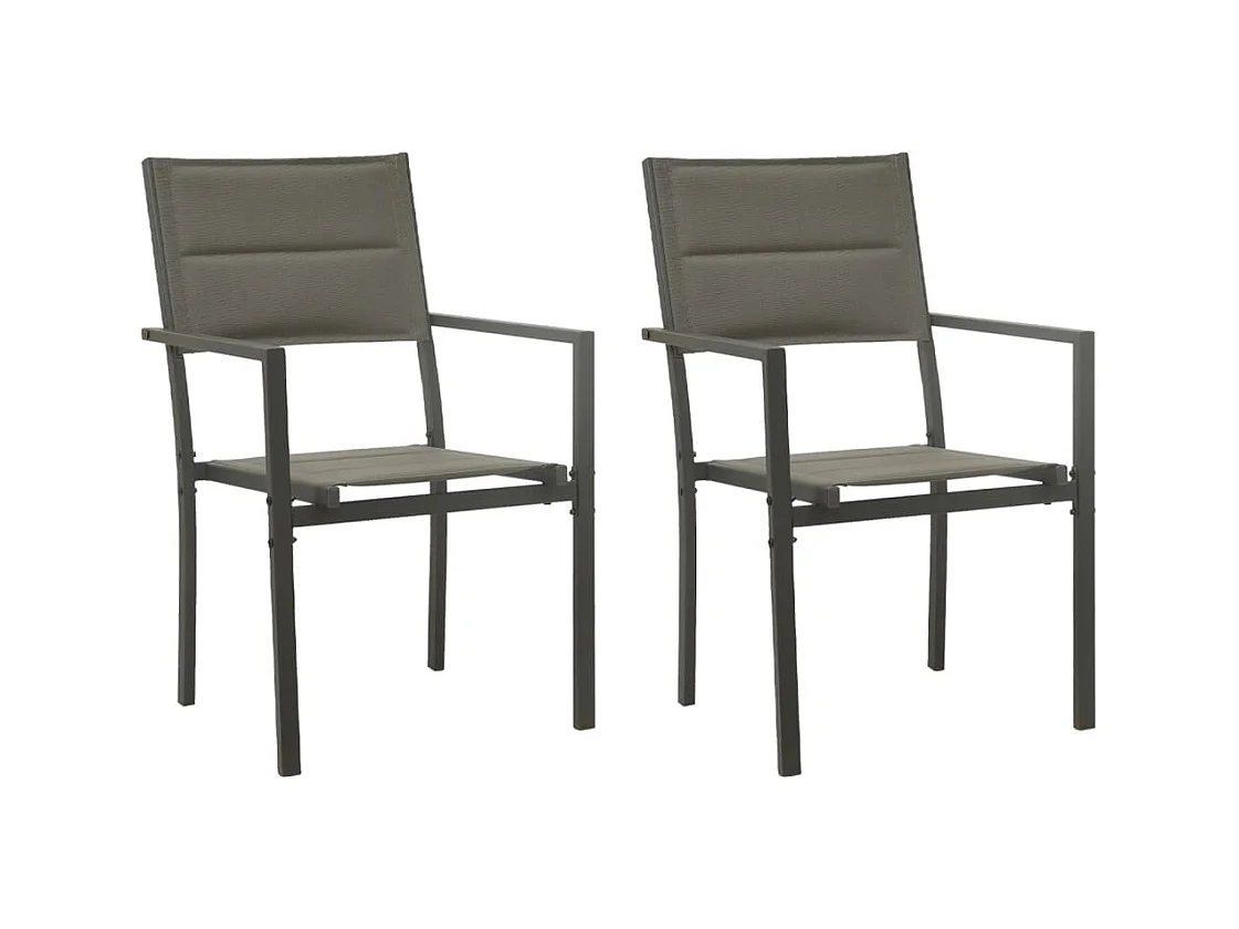 Chaises de jardin lot de 2 Textilène acier Gris et anthracite