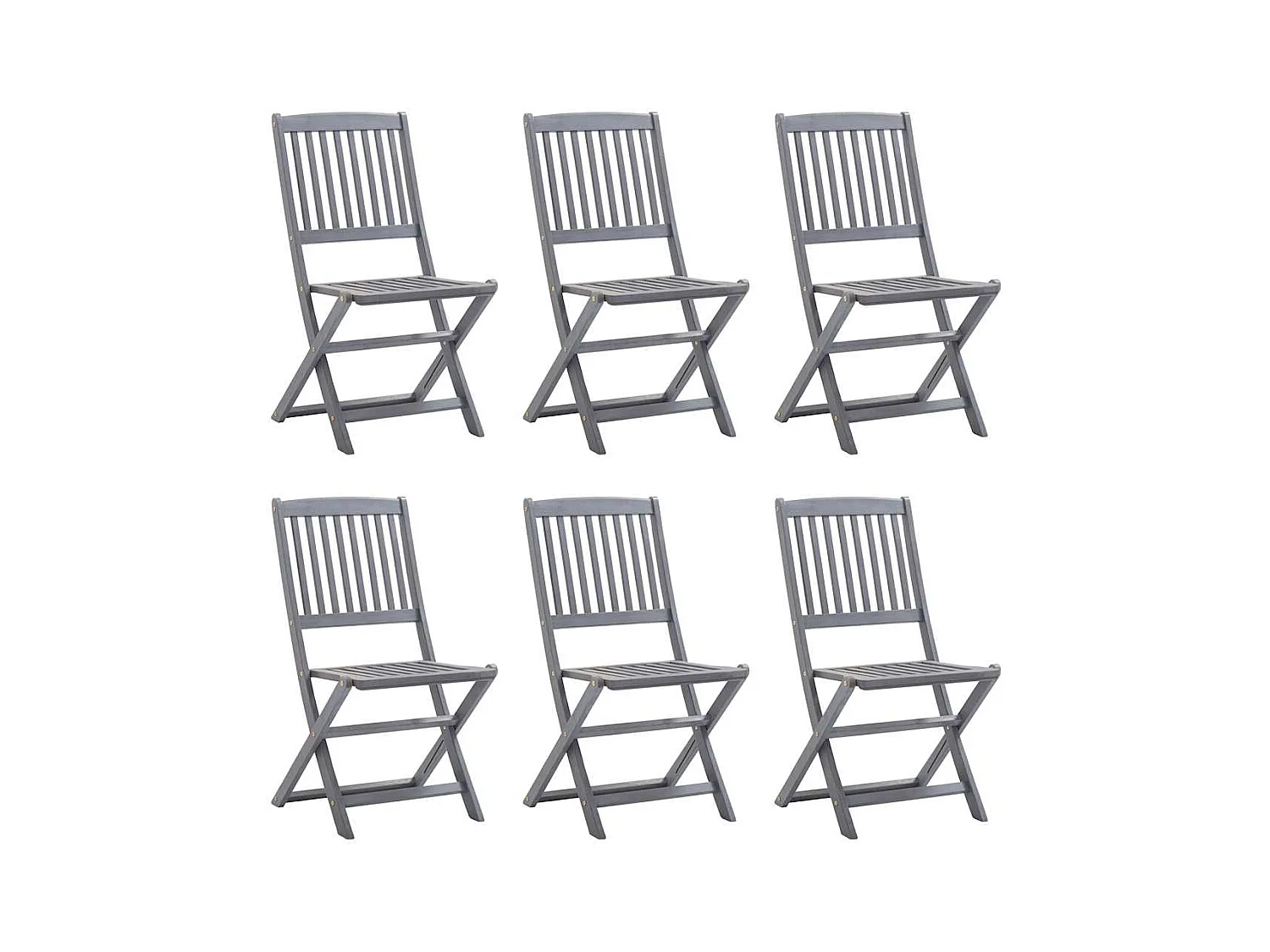 Chaises pliables d'extérieur lot de 6 Bois d'acacia solide