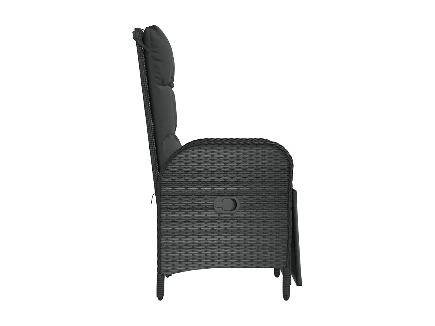 Tuinstoelen 2 st verstelbaar met kussens poly rattan zwart