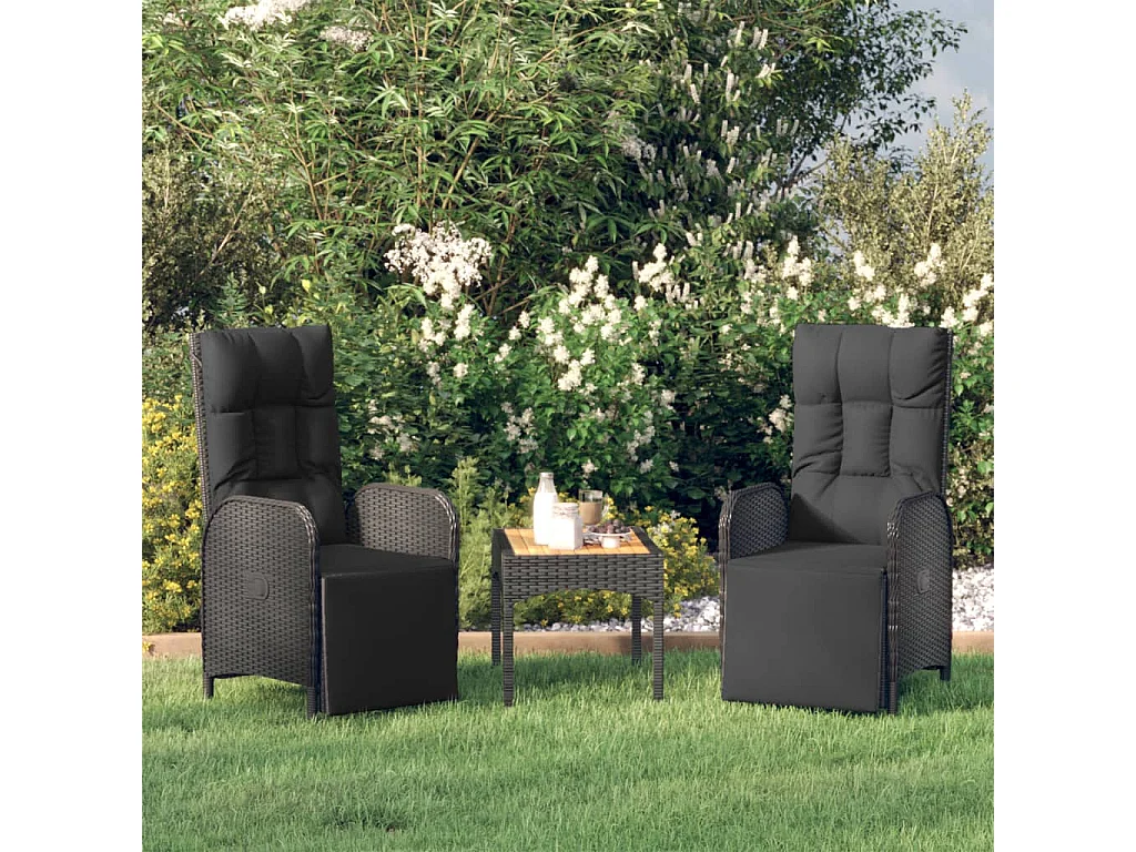 Garten-Relaxsessel mit Kissen 2 Stk. Poly Rattan Schwarz