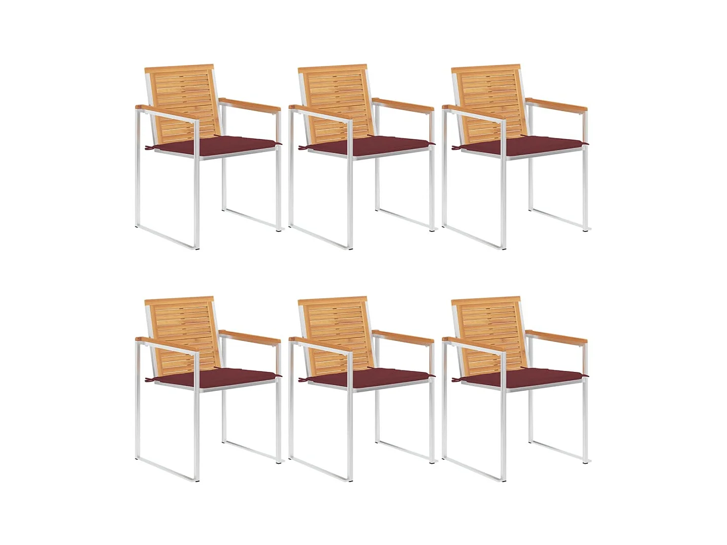 Chaises de jardin lot de 8 avec coussins Bois de teck massif