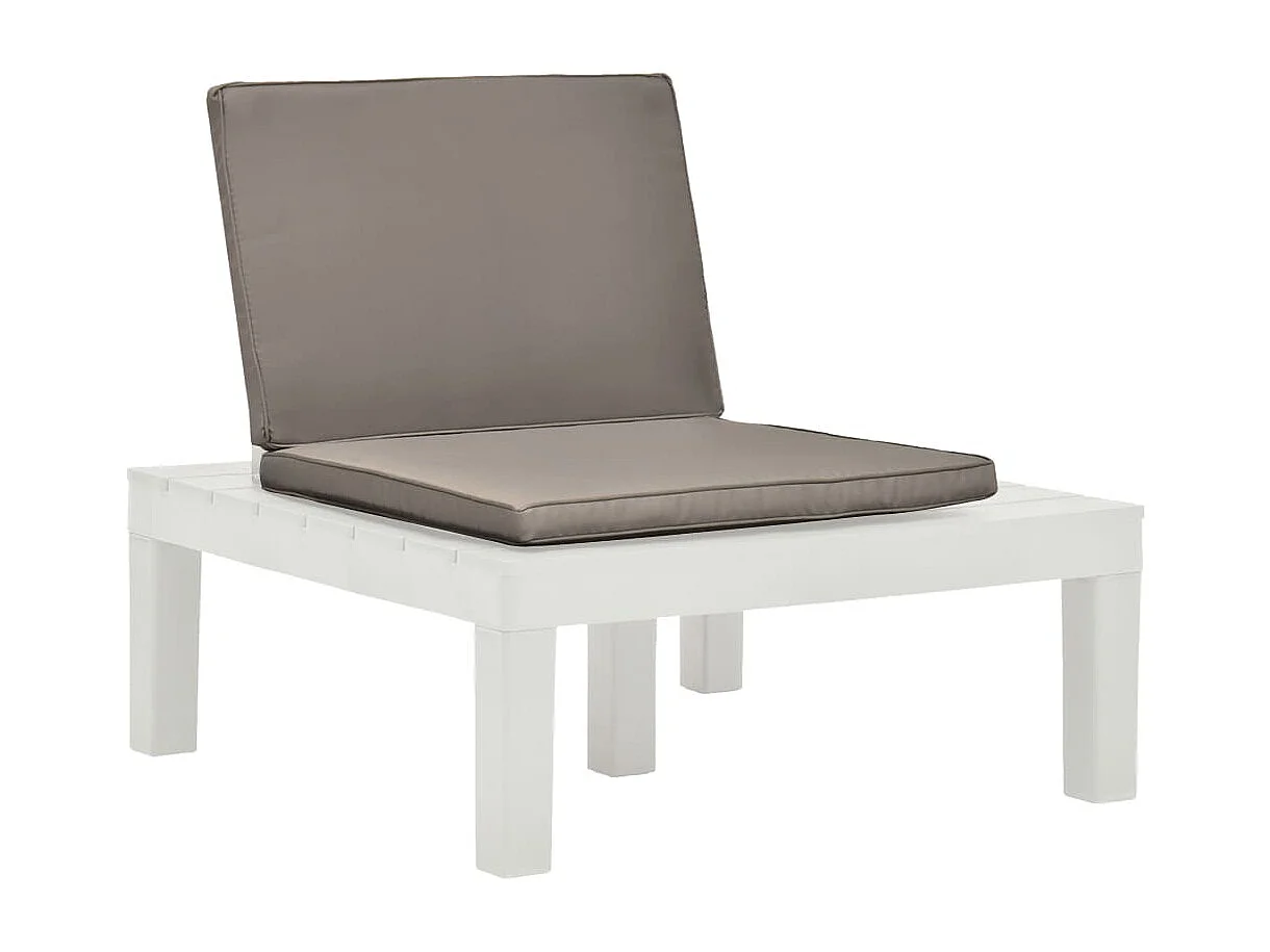 Chaise de salon de jardin avec coussin Plastique Blanc