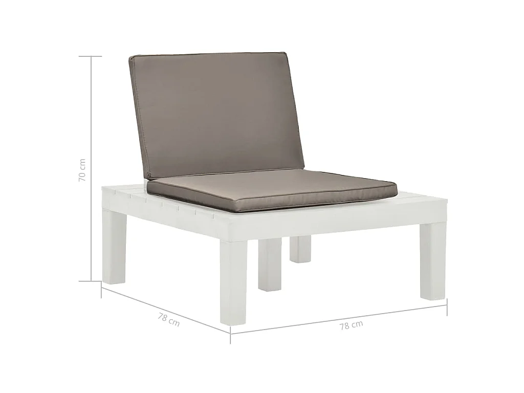 Cadeira lounge de jardim com almofadão plástico branco