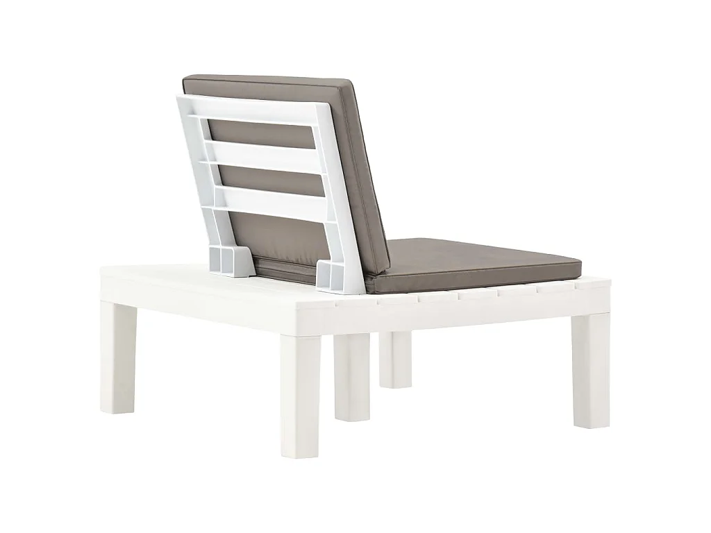 Cadeira lounge de jardim com almofadão plástico branco