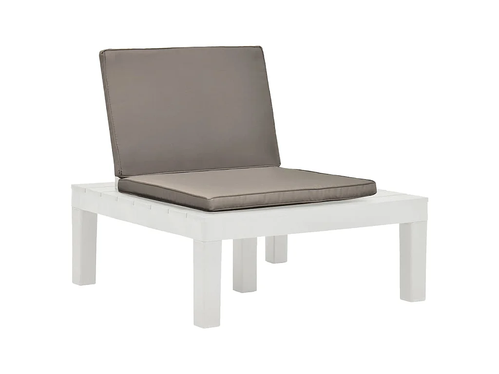Cadeira lounge de jardim com almofadão plástico branco