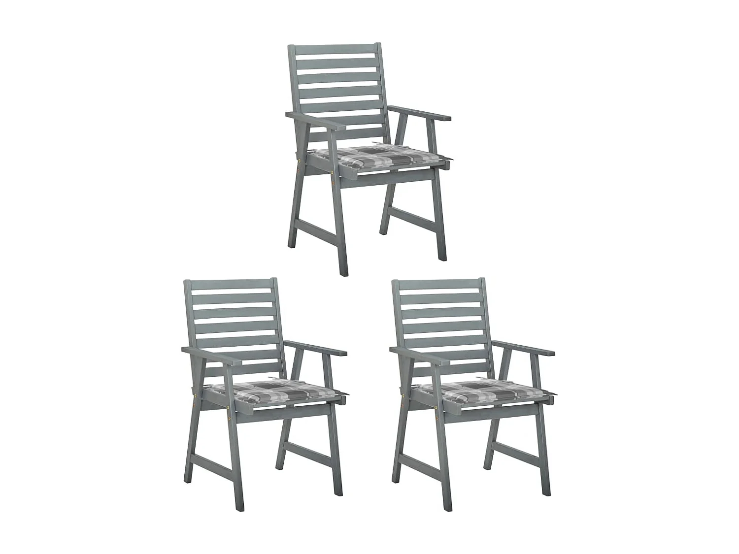 Cadeiras de jantar p/ jardim 3 pcs c/ almofadões acácia maciça