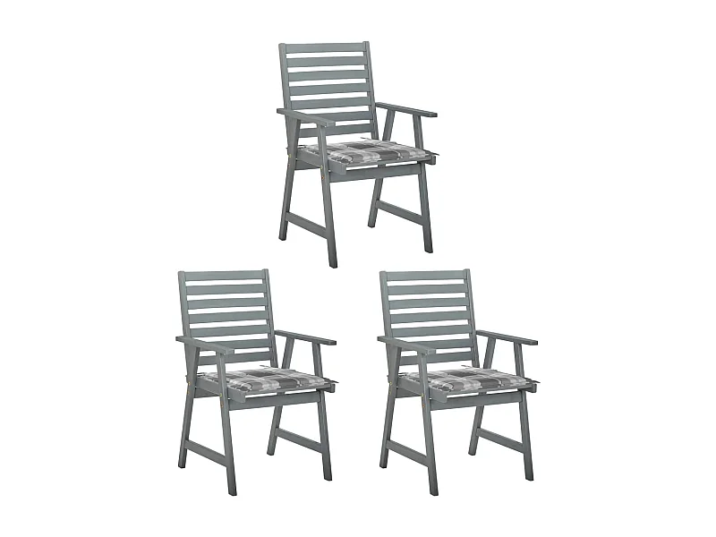 Cadeiras de jantar p/ jardim 3 pcs c/ almofadões acácia maciça