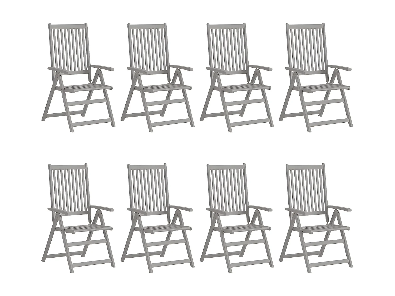 Sillas reclinables jardín y cojines 8 uds madera maciza acacia