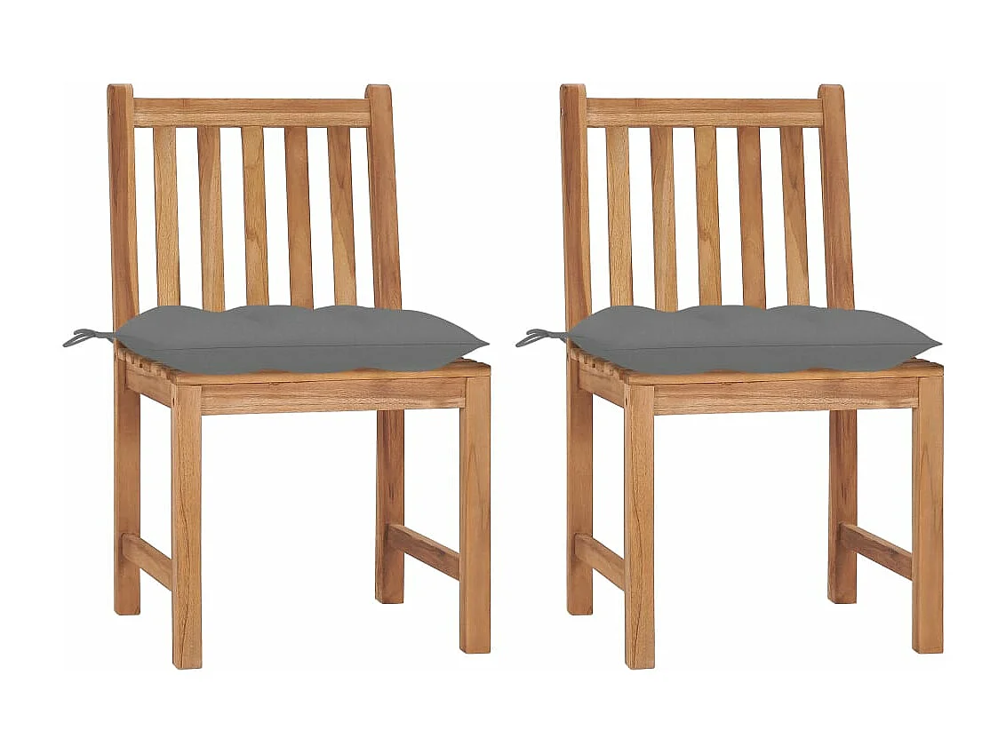 Tuinstoelen 2 st met kussens massief teakhout