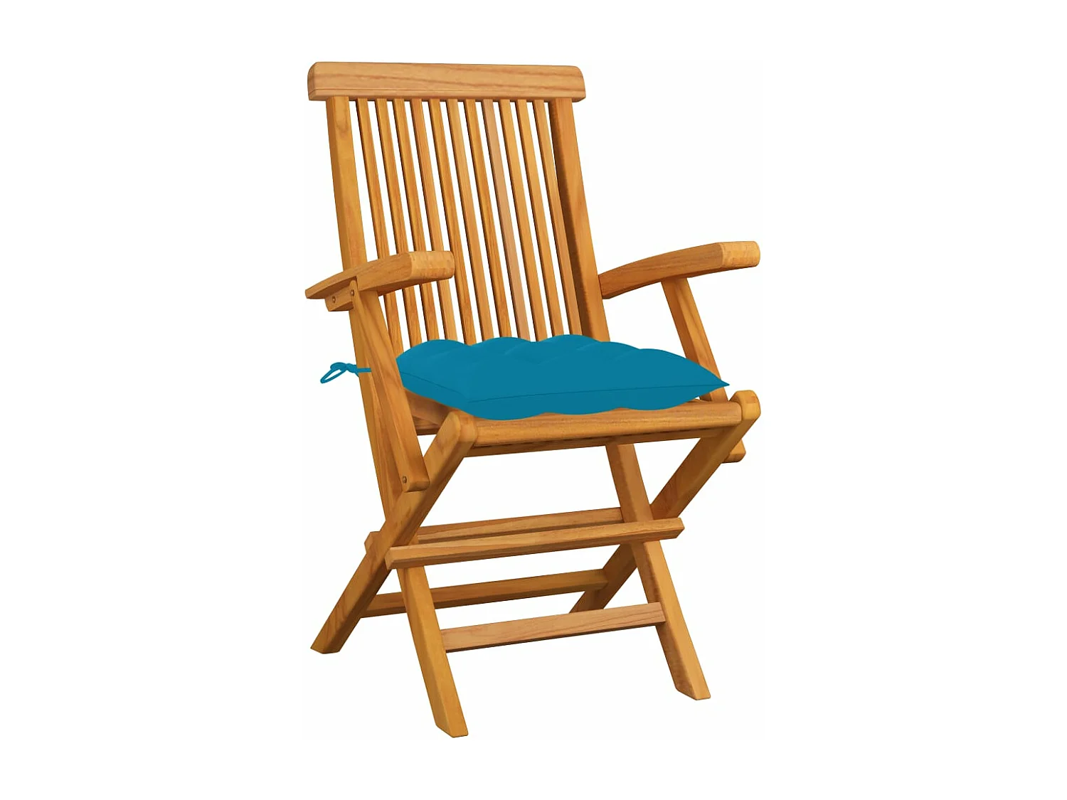 Chaises de jardin avec coussins bleu clair lot de 3 Teck massif