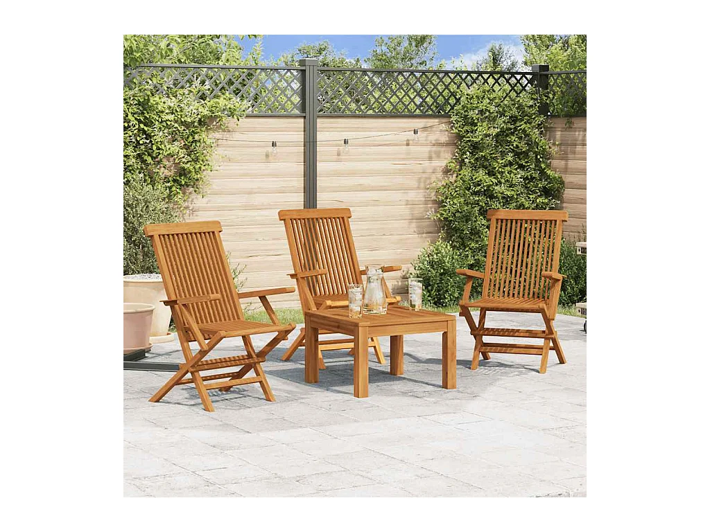 Chaises de jardin lot de 3 Bois de teck massif