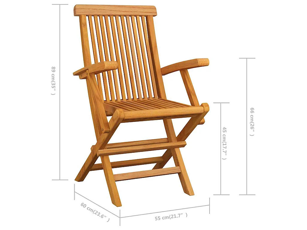 Tuinstoelen 3 st massief teakhout