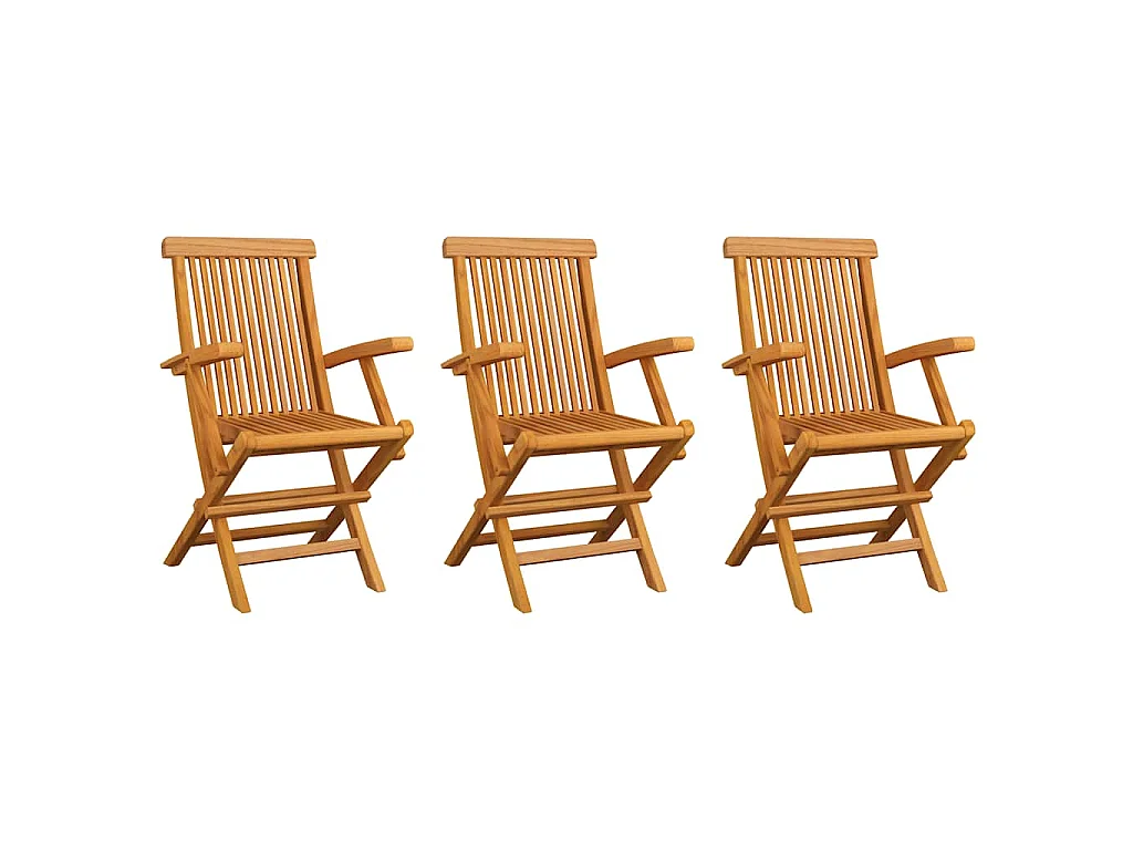 Ensemble de 3 chaises pliantes en bois de teck pour jardin et extérieur