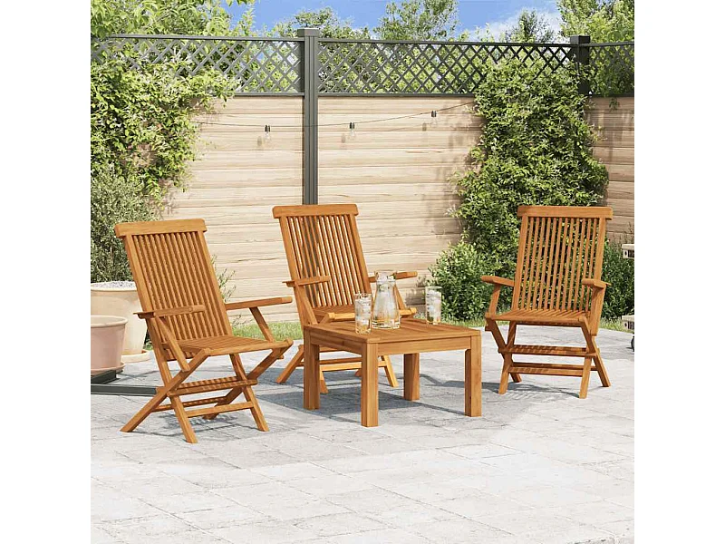 Sedie da Giardino 3pz in Legno Massello di Teak