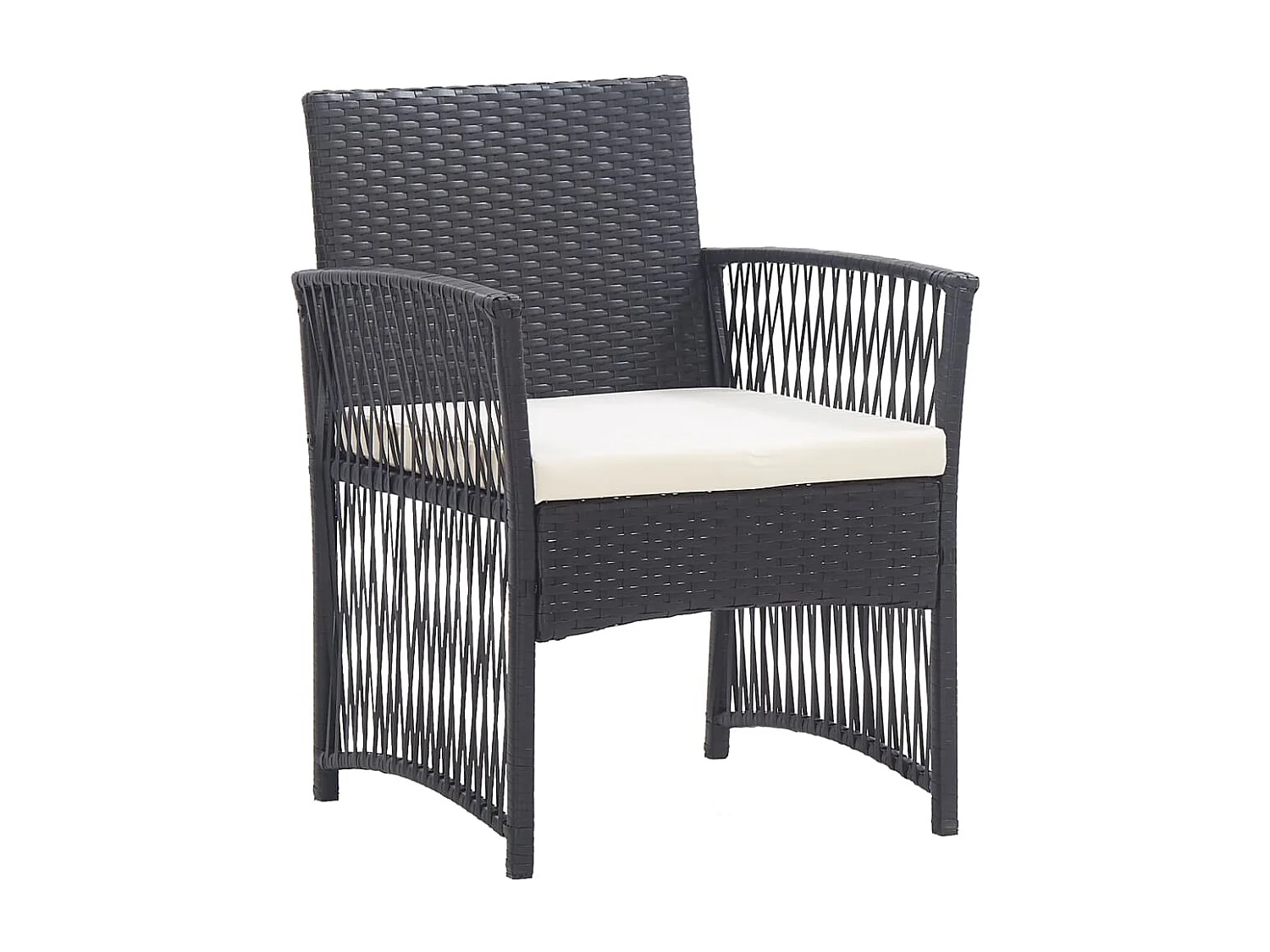 Fauteuils de jardin avec coussins lot de 2 Noir Résine tressée