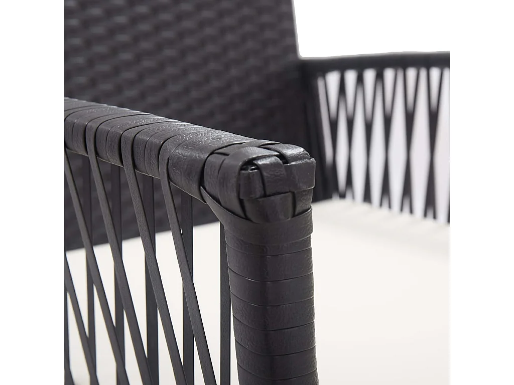 Gartensessel mit Sitzkissen 2 Stk. Schwarz Poly Rattan