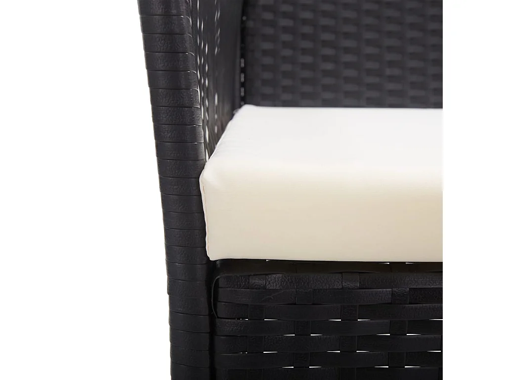 Gartensessel mit Sitzkissen 2 Stk. Schwarz Poly Rattan