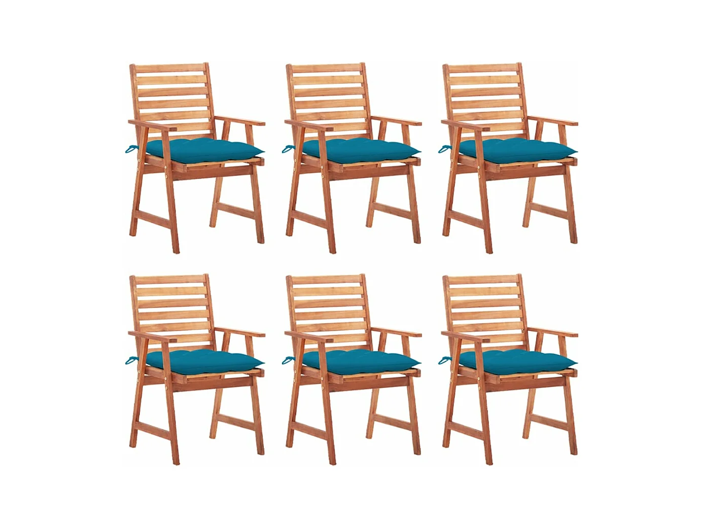 Chaises à manger d'extérieur lot de 6 et coussins Acacia massif