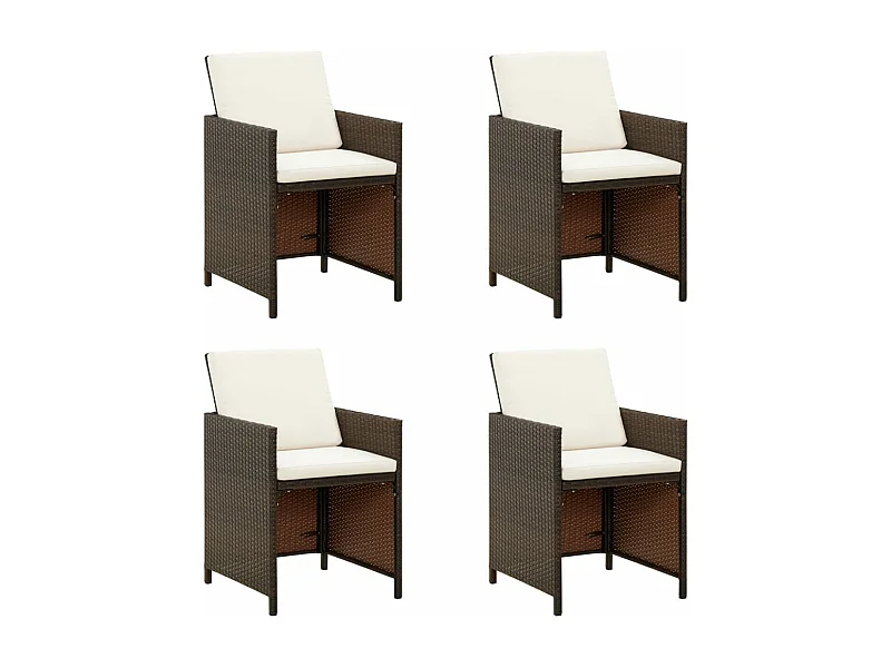 Gartenstühle mit Kissen 4 Stk. Poly Rattan Braun