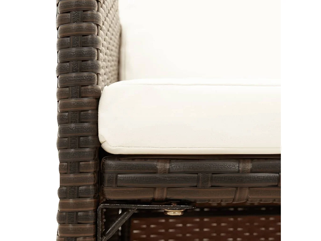 Tuinstoelen 4 st met kussens poly rattan bruin