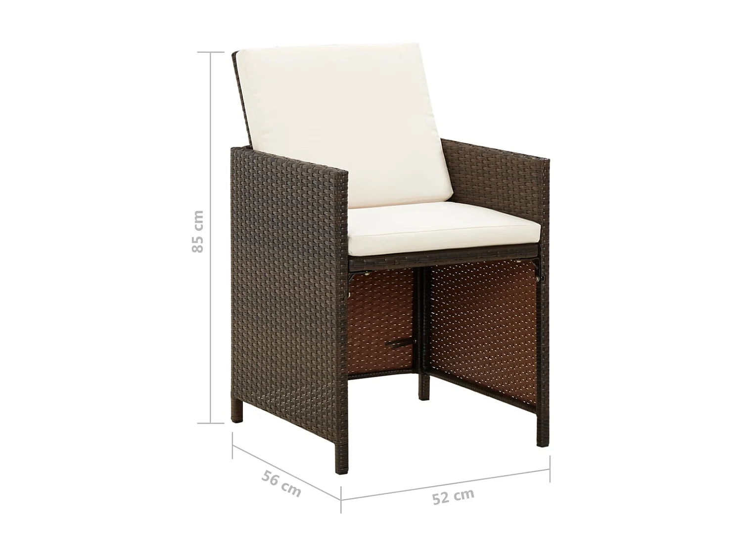 Gartenstühle mit Kissen 4 Stk. Poly Rattan Braun