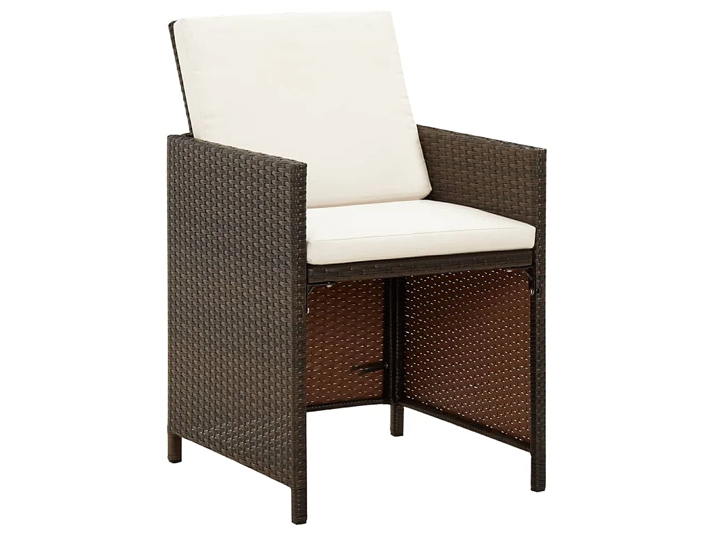 Sedie da Giardino con Cuscini 4 pz in Polyrattan Marrone