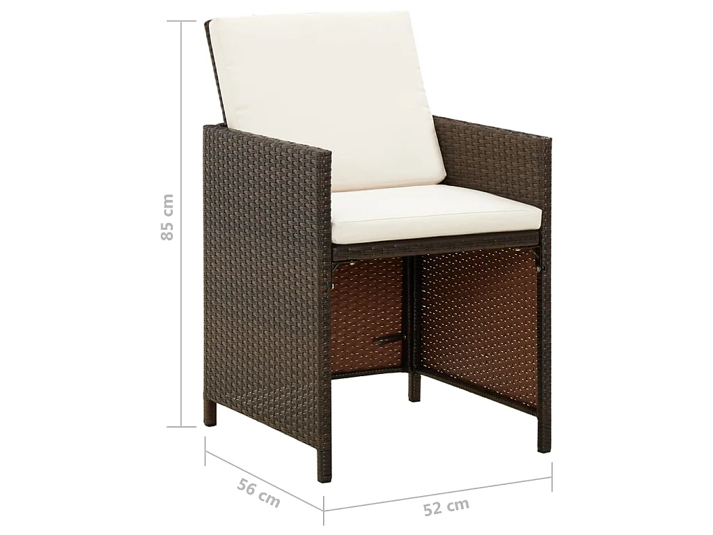Sedie da Giardino con Cuscini 4 pz in Polyrattan Marrone
