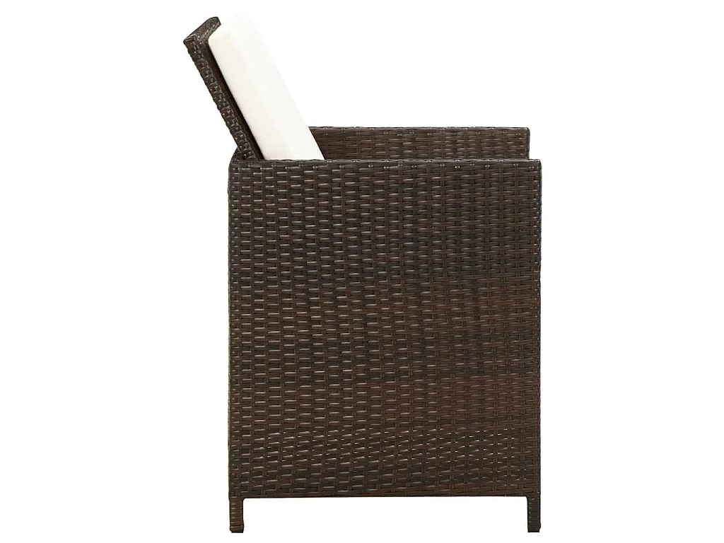 Sedie da Giardino con Cuscini 4 pz in Polyrattan Marrone