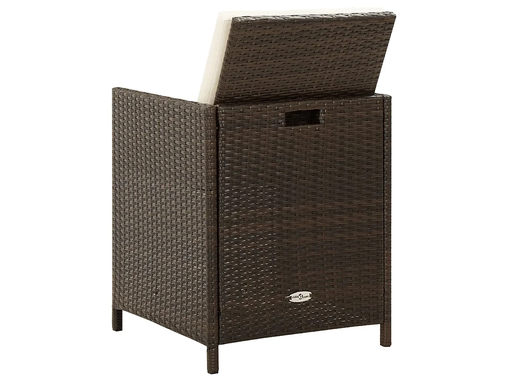 Sedie da Giardino con Cuscini 4 pz in Polyrattan Marrone