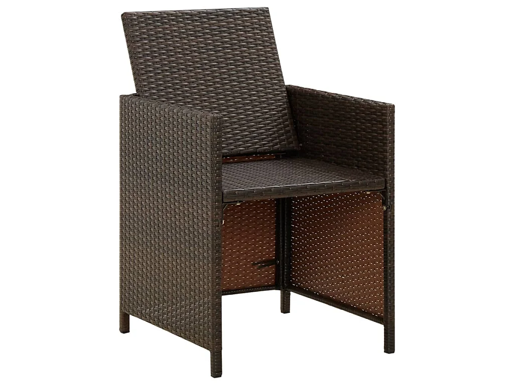 Sedie da Giardino con Cuscini 4 pz in Polyrattan Marrone