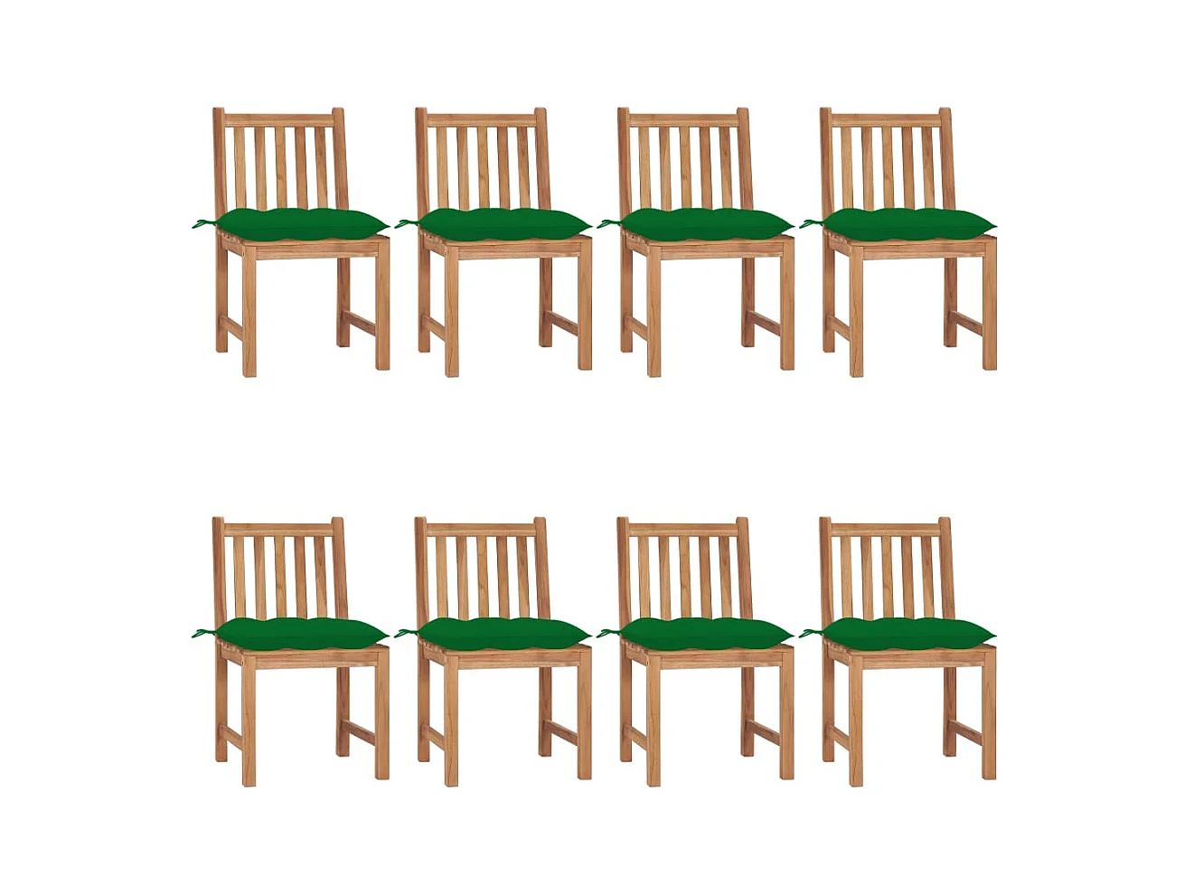 Chaises de jardin lot de 8 avec coussins Bois de teck massif