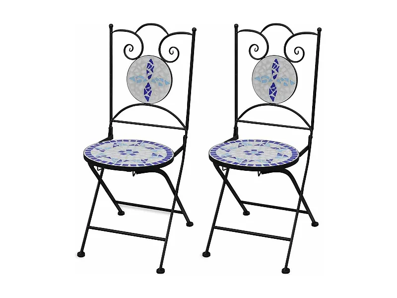 Bistrostoelen inklapbaar 2 st keramiek blauw en wit
