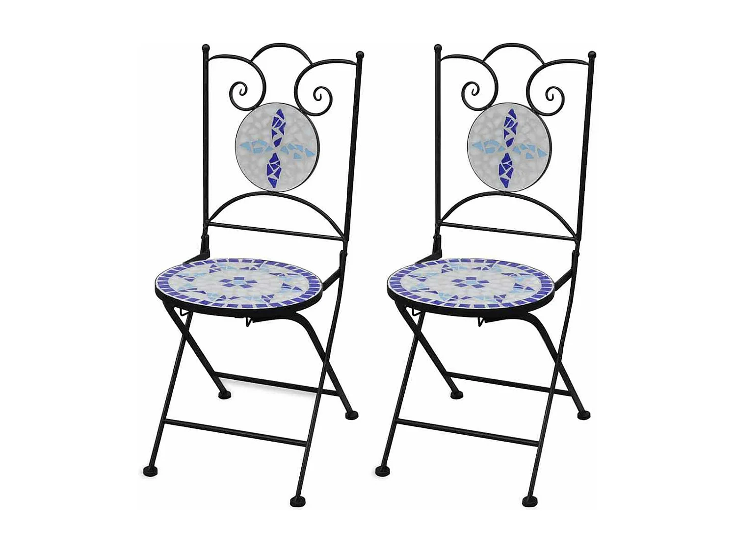 Bistrostoelen inklapbaar 2 st keramiek blauw en wit