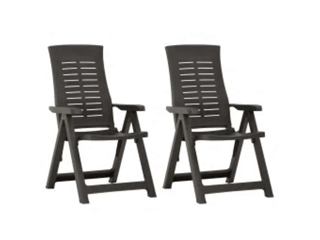 Tuinstoelen 2 st verstelbaar kunststof antracietkleurig