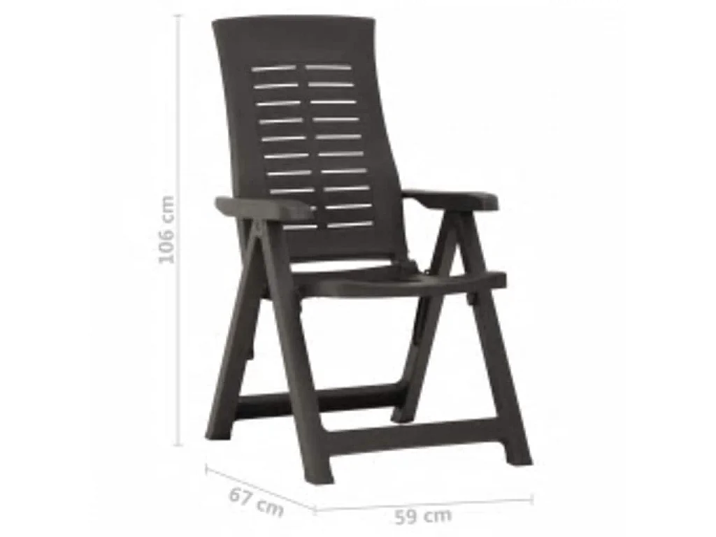 Tuinstoelen 2 st verstelbaar kunststof antracietkleurig