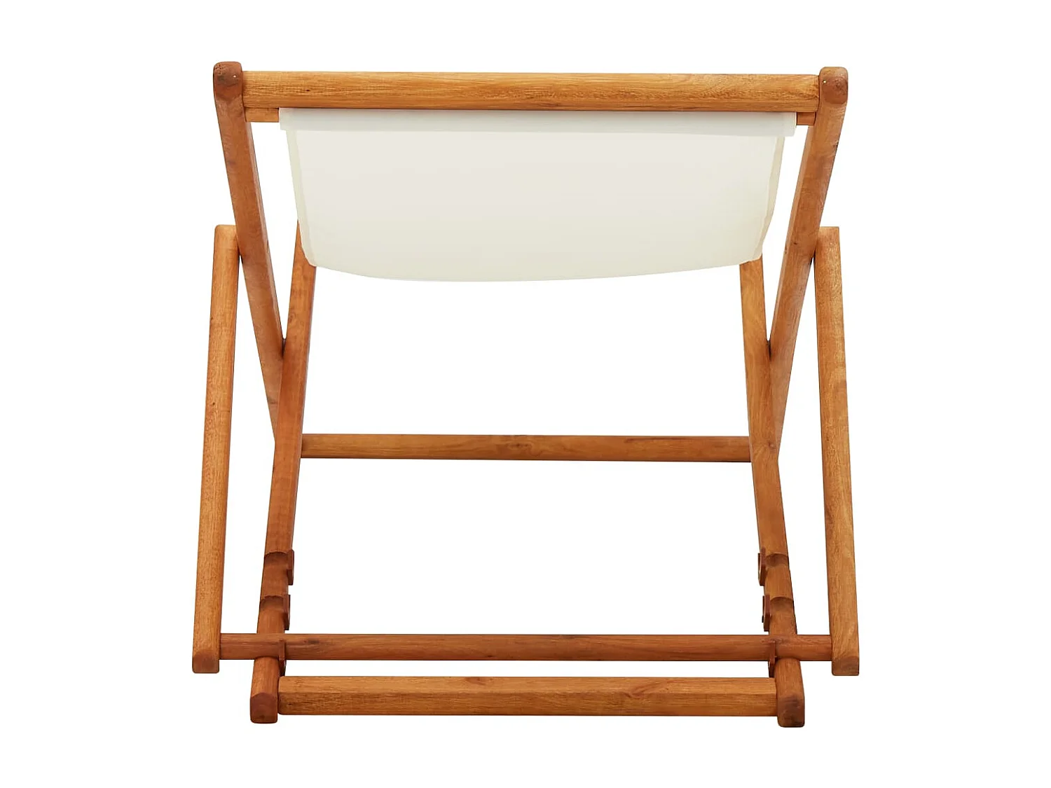 Chaise pliable de plage bois d'eucalyptus et tissu blanc crème